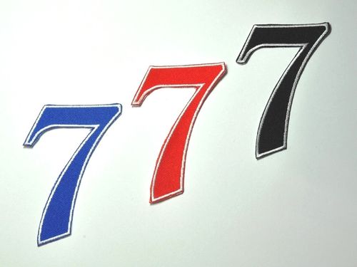 Aufnäher Zahl "7", Old Style, Höhe 8 cm mit Bügelbeschichtung  -  verschiedene Farben