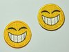 Aufnäher Smiley 'lucky' gelb als Magnet oder Aufbügler, Größe 4 cm