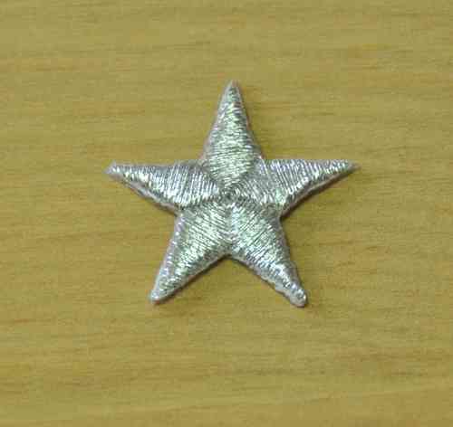 Aufnäher Stern SILBER Metallfaden, Größe 2,4 cm