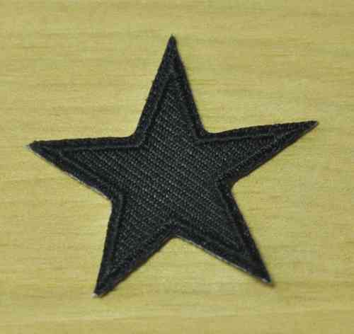 Aufnäher Stern SCHWARZ mit Stickrand, Größe 3 cm