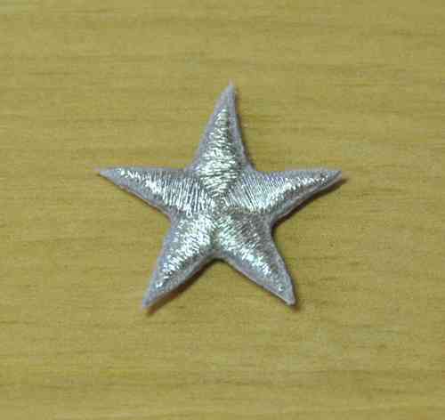 Aufnäher Stern SILBER Metallfaden, Größe 2 cm