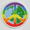 Aufnäher Motiv "Peace Earth" Größe 7,5 cm - regenbogenfarben