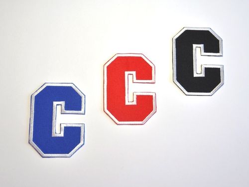 Aufnäher Buchstabe "C", College Style, Höhe 8 cm mit Bügelbeschichtung  -  verschiedene Farben