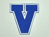 Aufnäher Buchstabe "V", College Style, Höhe 8 cm - blau