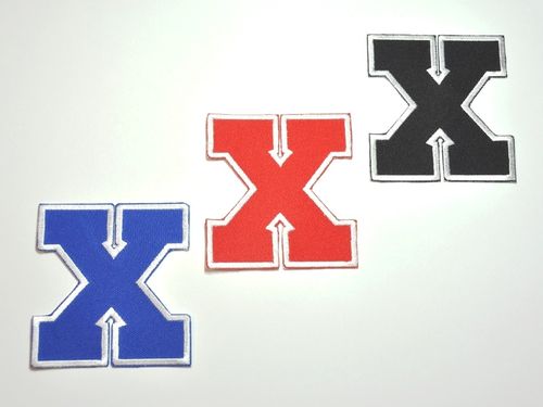 Aufnäher Buchstabe "X", College Style, Höhe 8 cm mit Bügelbeschichtung  -  verschiedene Farben