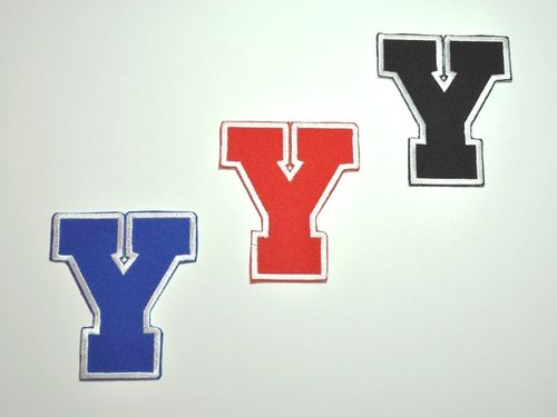 Aufnäher Buchstabe "Y", College Style, Höhe 8 cm mit Bügelbeschichtung  -  verschiedene Farben