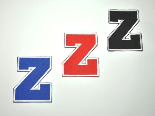 Aufnäher Buchstabe "Z", College Style, Höhe 8 cm mit Bügelbeschichtung  -  verschiedene Farben