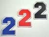 Aufnäher Zahl "2", College Style, Höhe 8 cm mit Bügelbeschichtung  -  verschiedene Farben