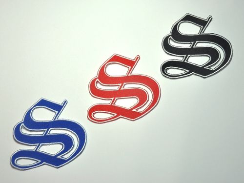 Aufnäher Buchstabe "S", Old Style, Grundhöhe 8 cm mit Bügelbeschichtung  -  verschiedene Farben