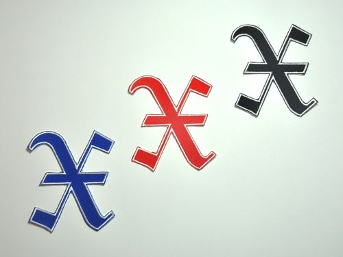 Aufnäher Buchstabe "X", Old Style, Grundhöhe 8 cm mit Bügelbeschichtung  -  verschiedene Farben