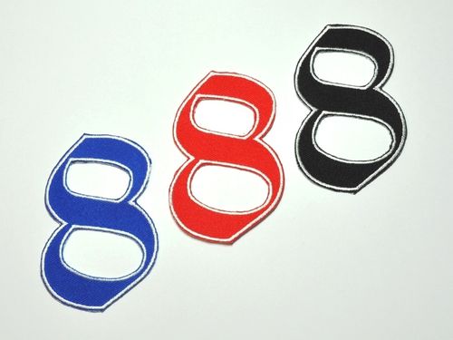 Aufnäher Zahl "8", Old Style, Höhe 8 cm mit Bügelbeschichtung  -  verschiedene Farben