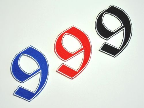 Aufnäher Zahl "9", Old Style, Höhe 8 cm mit Bügelbeschichtung  -  verschiedene Farben