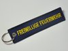 Schlüsselanhänger "Freiwillige Feuerwehr", blau-gelb, Größe 12 x 3 cm