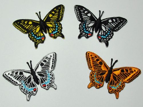 Aufnäher Motiv Schmetterling Schwalbenschwanz, Größe 6,5 x 4,2 cm - verschiedene Farben