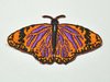 Aufnäher Schmetterling Monarch, Größe 6 x 3,2 cm - orange-lila mit Bügelbeschichtung