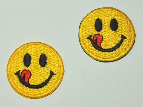 Aufnäher Smiley 'yummy' gelb als Magnet oder Aufbügler, Größe 4 cm