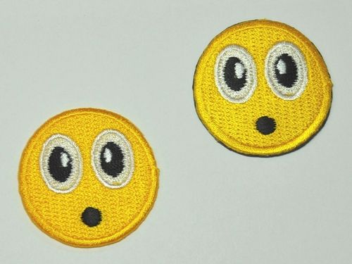 Aufnäher Smiley 'oh' gelb als Magnet oder Aufbügler, Größe 4 cm