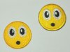 Aufnäher Smiley 'oh' gelb als Magnet oder Aufbügler, Größe 4 cm