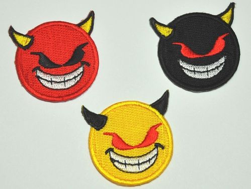 Aufnäher Smiley 'devil' als Magnet oder Aufbügler, Größe 4 cm - verschiedene Farben