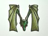 Aufnäher Buchstabe "M", Drachen, grün, Grundhöhe 7 cm mit Bügelbeschichtung