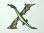 Aufnäher Buchstabe "X", Drachen, grün, Grundhöhe 7 cm mit Bügelbeschichtung