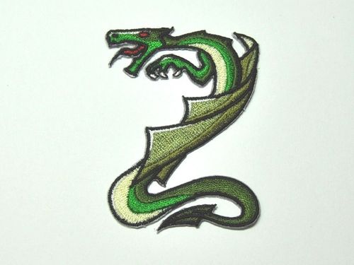 Aufnäher Buchstabe "Z", Drachen, grün, Grundhöhe 7 cm mit Bügelbeschichtung