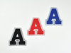 Aufnäher Buchstabe "A", College Style, Höhe 5 cm mit Bügelbeschichtung  -  verschiedene Farben