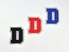 Aufnäher Buchstabe "D", College Style, Höhe 5 cm mit Bügelbeschichtung  -  verschiedene Farben