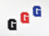 Aufnäher Buchstabe "G", College Style, Höhe 5 cm mit Bügelbeschichtung  -  verschiedene Farben