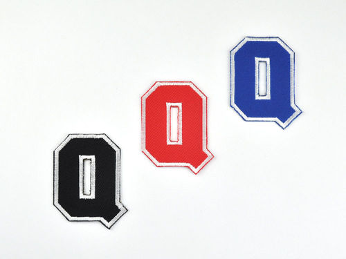 Aufnäher Buchstabe "Q", College Style, Höhe 5 cm mit Bügelbeschichtung  -  verschiedene Farben