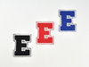 Aufnäher Buchstabe "E", College Style, Höhe 5 cm mit Bügelbeschichtung  -  verschiedene Farben