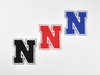 Aufnäher Buchstabe "N", College Style, Höhe 5 cm mit Bügelbeschichtung  -  verschiedene Farben