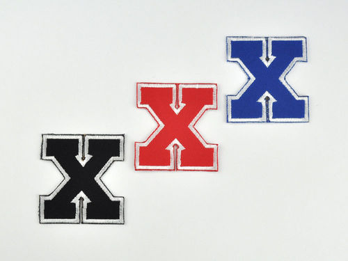 Aufnäher Buchstabe "X", College Style, Höhe 5 cm mit Bügelbeschichtung  -  verschiedene Farben
