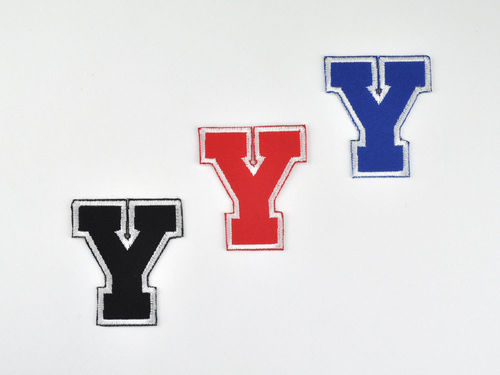 Aufnäher Buchstabe "Y", College Style, Höhe 5 cm mit Bügelbeschichtung  -  verschiedene Farben
