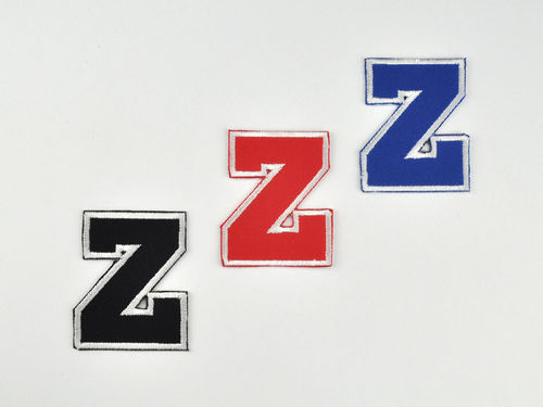 Aufnäher Buchstabe "Z", College Style, Höhe 5 cm mit Bügelbeschichtung  -  verschiedene Farben