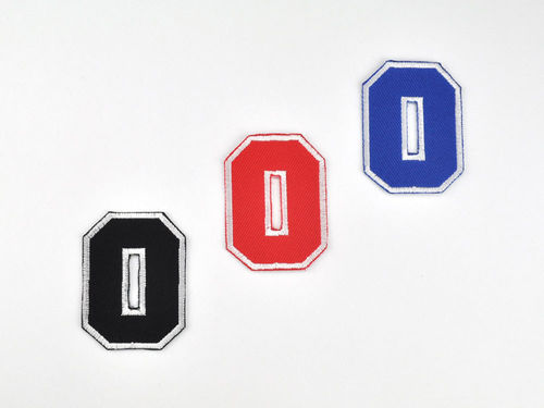 Aufnäher Zahl "0", College Style, Höhe 5 cm mit Bügelbeschichtung  -  verschiedene Farben