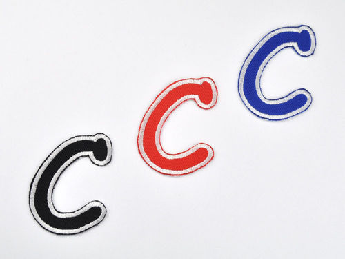 Aufnäher Buchstabe "C", Comic Sans, Höhe 8 cm mit Bügelbeschichtung  -  verschiedene Farben