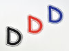 Aufnäher Buchstabe "D", Comic Sans, Höhe 8 cm mit Bügelbeschichtung  -  verschiedene Farben