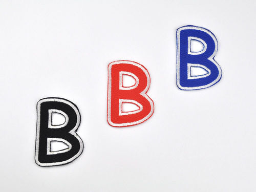 Aufnäher Buchstabe "B", Comic Sans, Höhe 5 cm mit Bügelbeschichtung  -  verschiedene Farben