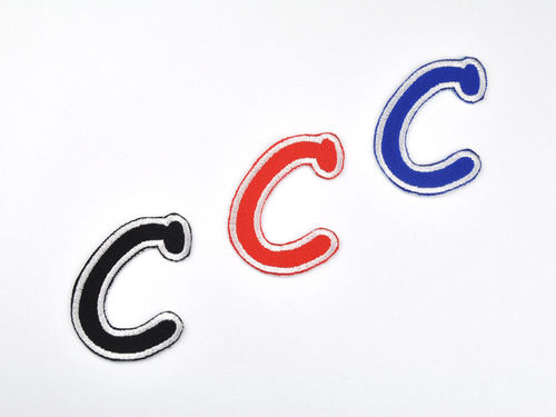 Aufnäher Buchstabe "C", Comic Sans, Höhe 5 cm mit Bügelbeschichtung  -  verschiedene Farben