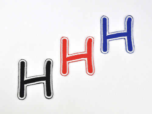 Aufnäher Buchstabe "H", Comic Sans, Höhe 5 cm mit Bügelbeschichtung  -  verschiedene Farben