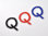 Aufnäher Buchstabe "Q", Comic Sans, Grundhöhe 5 cm mit Bügelbeschichtung  -  verschiedene Farben