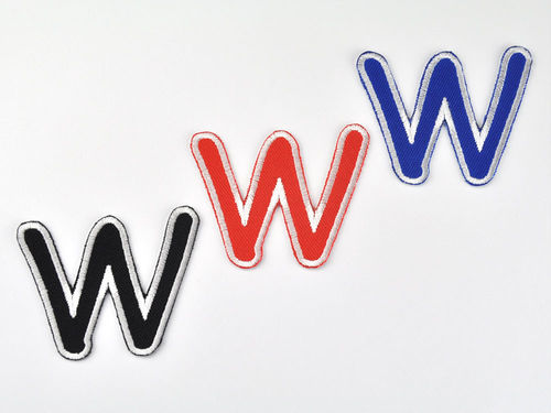 Aufnäher Buchstabe "W", Comic Sans, Höhe 5 cm mit Bügelbeschichtung  -  verschiedene Farben