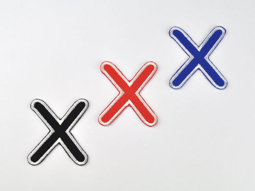 Aufnäher Buchstabe "X", Comic Sans, Höhe 5 cm mit Bügelbeschichtung  -  verschiedene Farben