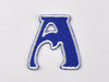 Aufnäher Buchstabe "A" Unicorn, Höhe 5 cm - blau