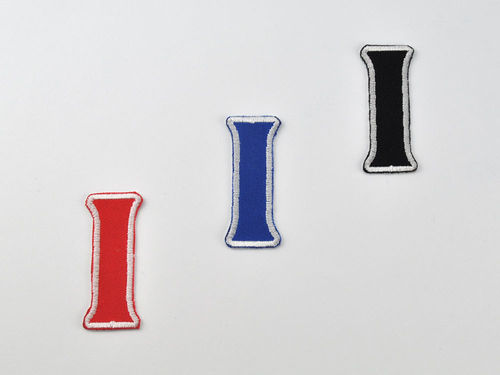 Aufnäher Buchstabe "I", Unicorn, Höhe 5 cm mit Bügelbeschichtung  -  verschiedene Farben