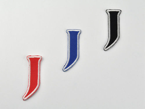 Aufnäher Buchstabe "J", Unicorn, Grundhöhe 5 cm mit Bügelbeschichtung  -  verschiedene Farben