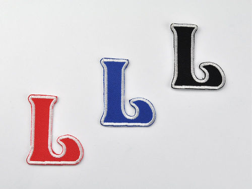 Aufnäher Buchstabe "L", Unicorn, Höhe 5 cm mit Bügelbeschichtung  -  verschiedene Farben