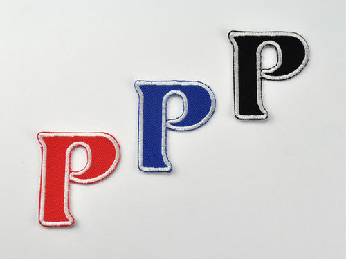 Aufnäher Buchstabe "P", Unicorn, Höhe 5 cm mit Bügelbeschichtung  -  verschiedene Farben
