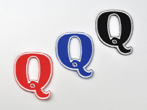 Aufnäher Buchstabe "Q", Unicorn, Grundhöhe 5 cm mit Bügelbeschichtung  -  verschiedene Farben